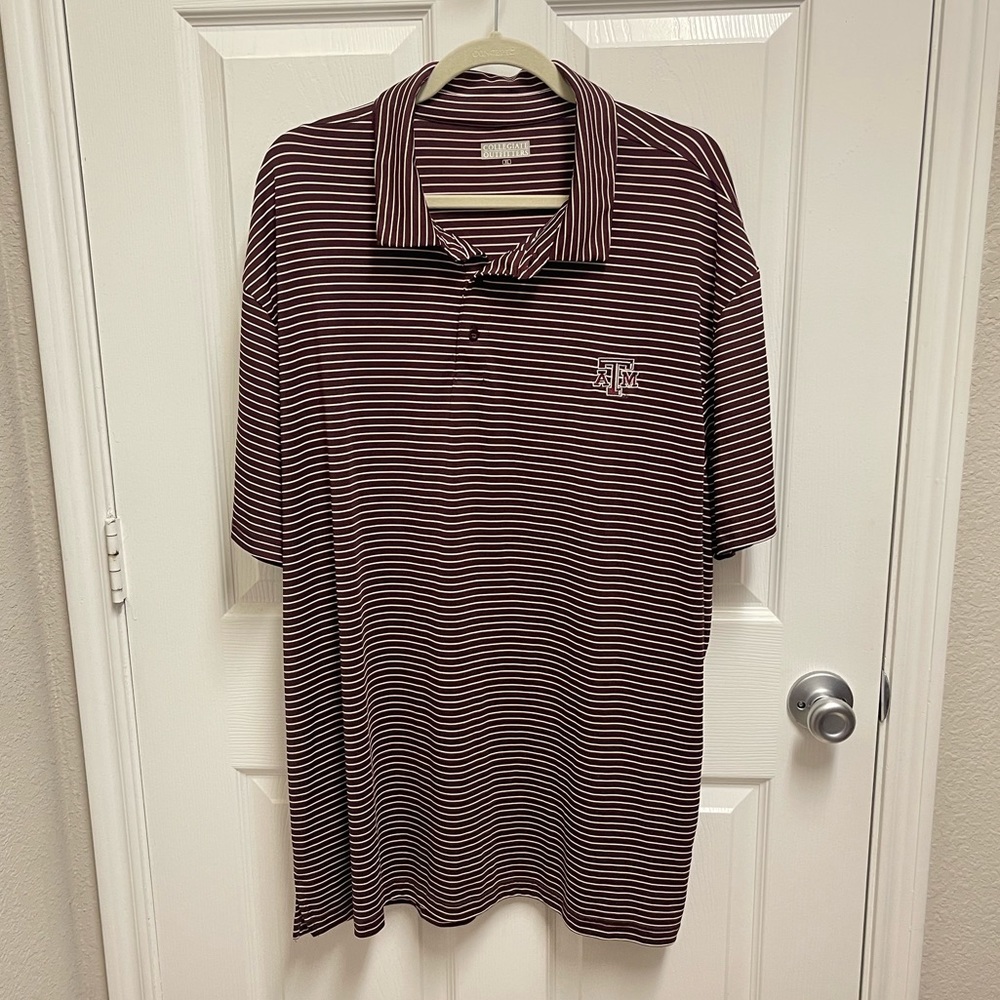 Aggieland Outfitters Maroon Striped Golf Polo